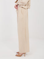 Pantaloni Wide Leg a Vita Alta in 100% Cotone (Stella)