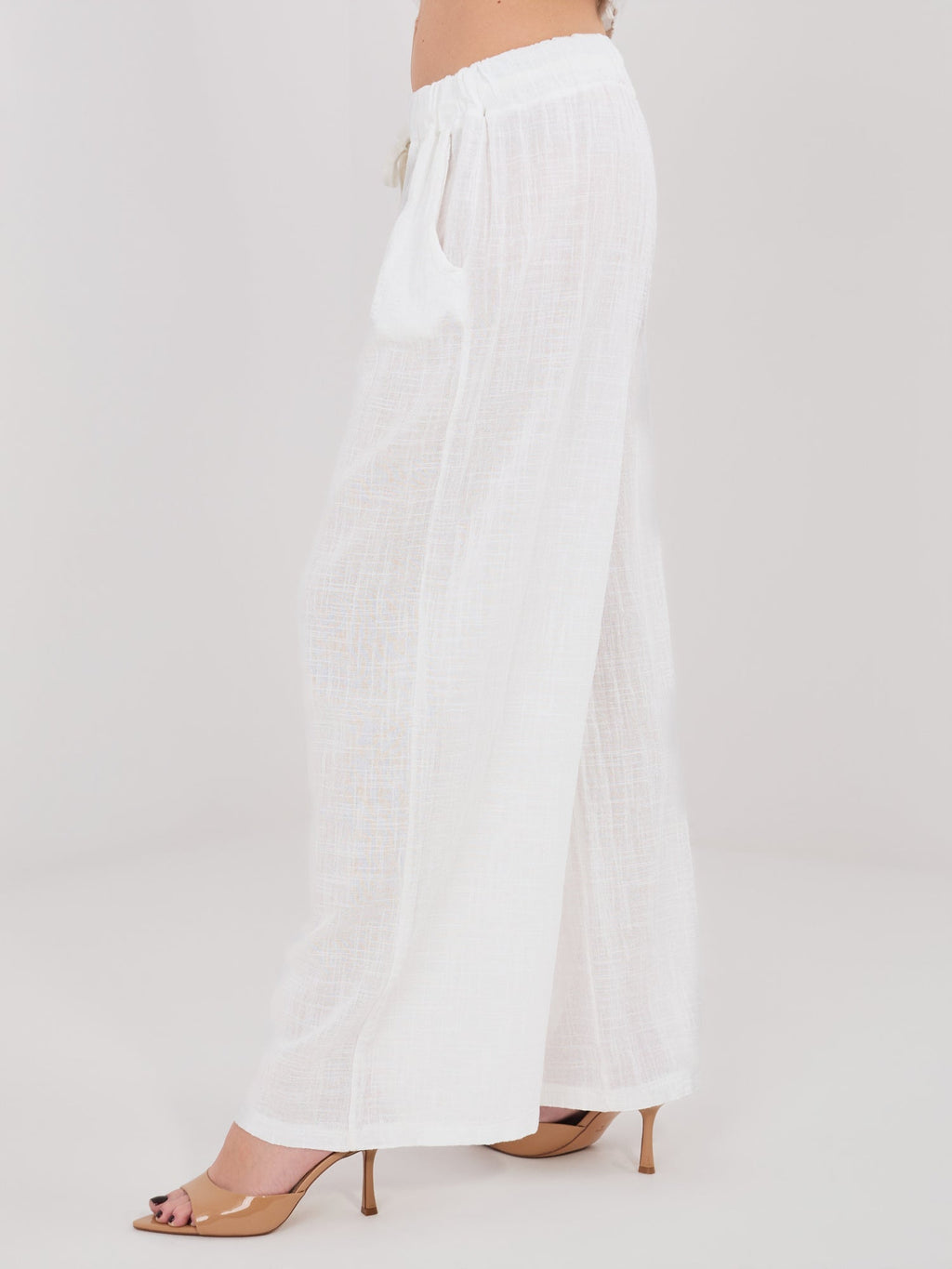 Pantaloni Wide Leg a Vita Alta in 100% Cotone (Stella)