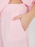 Pantaloni Wide Leg a Vita Alta in 100% Cotone (Stella)