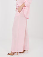 Pantaloni Wide Leg a Vita Alta in 100% Cotone (Stella)