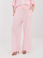 Rosa / ONE SIZE Pantaloni Wide Leg a Vita Alta in 100%
