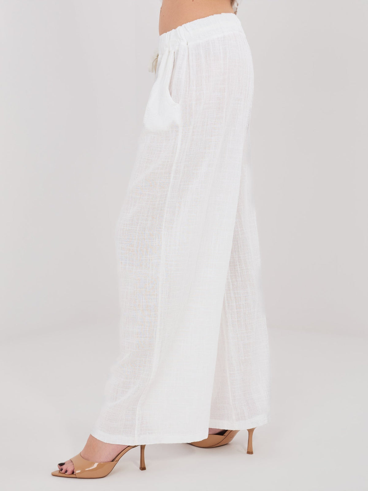 Pantaloni Wide Leg a Vita Alta in 100% Cotone (Stella)