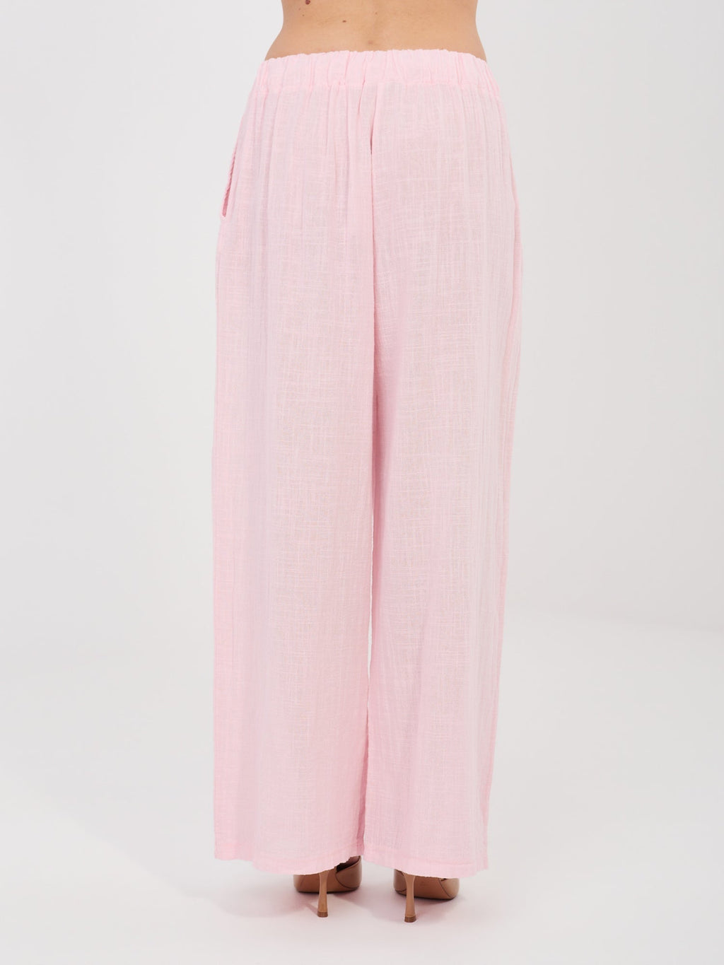 Pantaloni Wide Leg a Vita Alta in 100% Cotone (Stella)