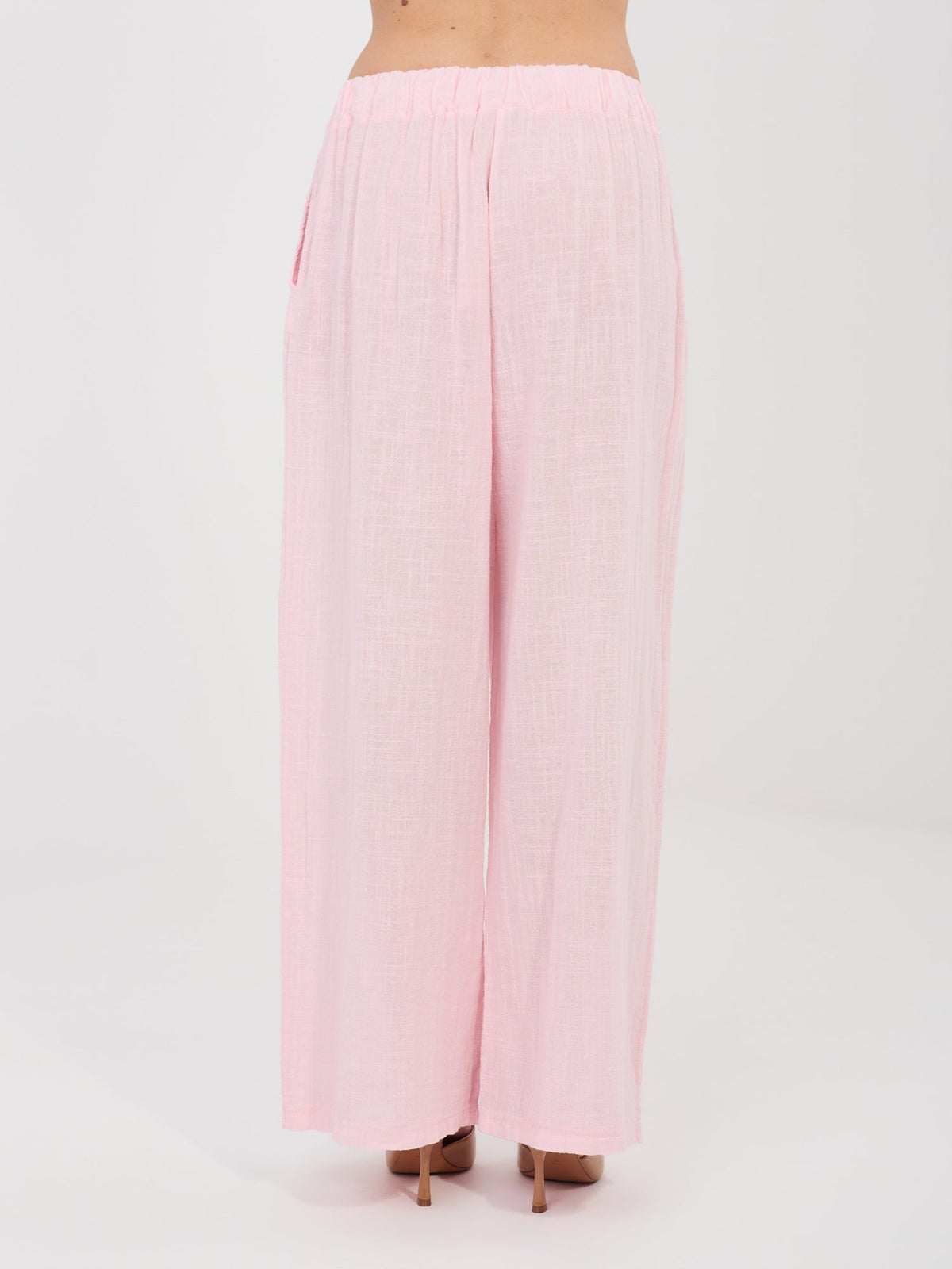 Pantaloni Wide Leg a Vita Alta in 100% Cotone (Stella)