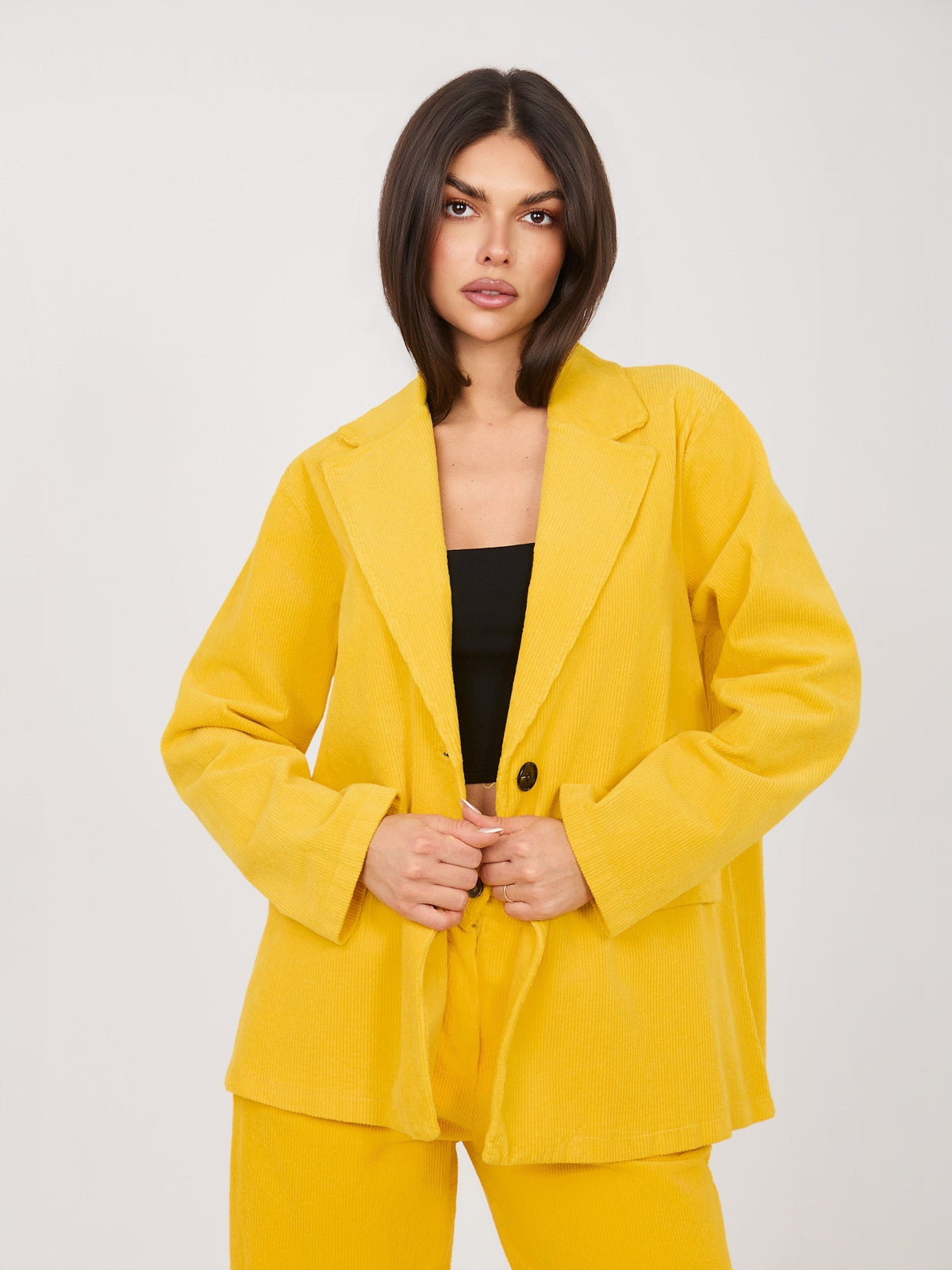 ONE SIZE / Giallo Blazer Casual in Velluto a Coste