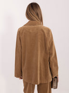 Blazer Casual in Velluto a Coste con Bottone Singolo