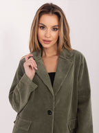 Blazer Casual in Velluto a Coste con Bottone Singolo