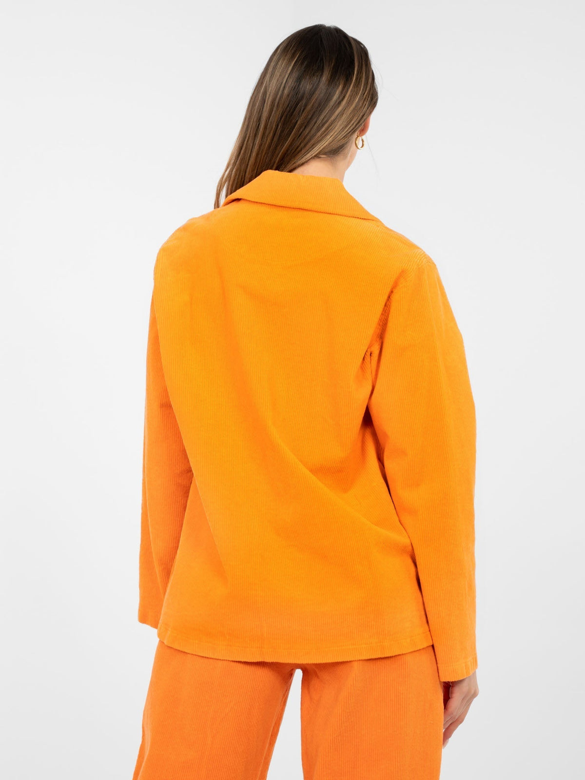 Blazer Casual in Velluto a Coste con Bottone Singolo