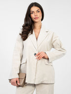 Blazer Casual in Velluto a Coste con Bottone Singolo