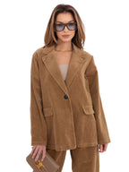 ONE SIZE / Marrone Blazer Casual in Velluto a Coste