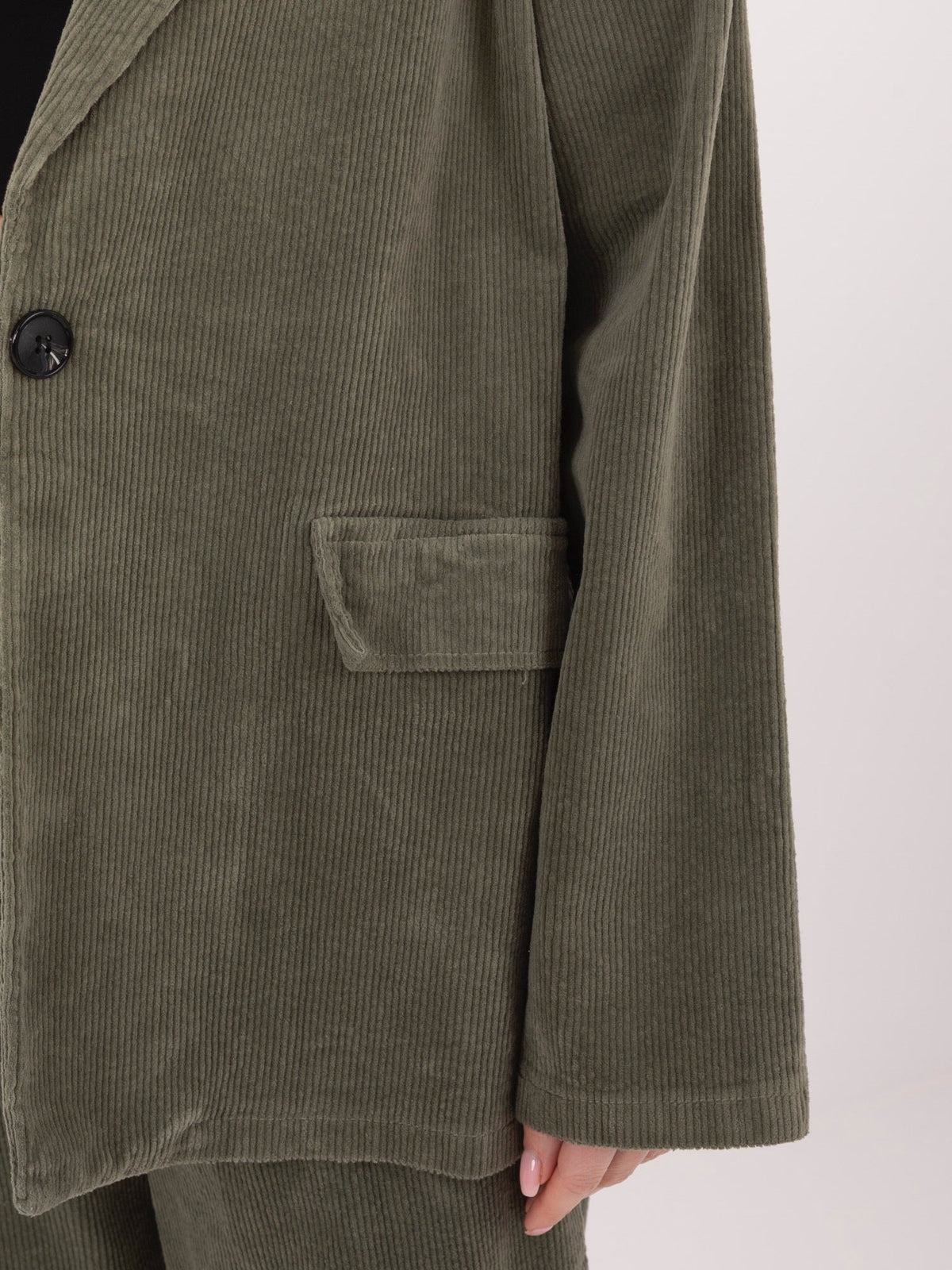 Blazer Casual in Velluto a Coste con Bottone Singolo