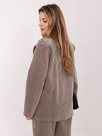 Blazer Casual in Velluto a Coste con Bottone Singolo