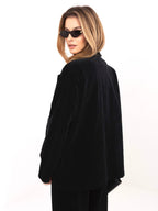 Blazer Casual in Velluto a Coste con Bottone Singolo