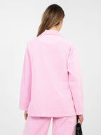 Blazer Casual in Velluto a Coste con Bottone Singolo