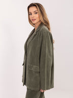 Blazer Casual in Velluto a Coste con Bottone Singolo