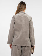 Blazer Casual in Velluto a Coste con Bottone Singolo