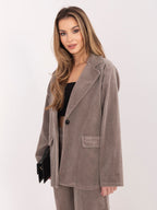 Blazer Casual in Velluto a Coste con Bottone Singolo