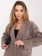 Blazer Casual in Velluto a Coste con Bottone Singolo