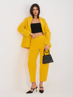 Blazer Casual in Velluto a Coste con Bottone Singolo
