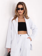 Blazer Casual in Velluto a Coste con Bottone Singolo