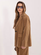 Blazer Casual in Velluto a Coste con Bottone Singolo