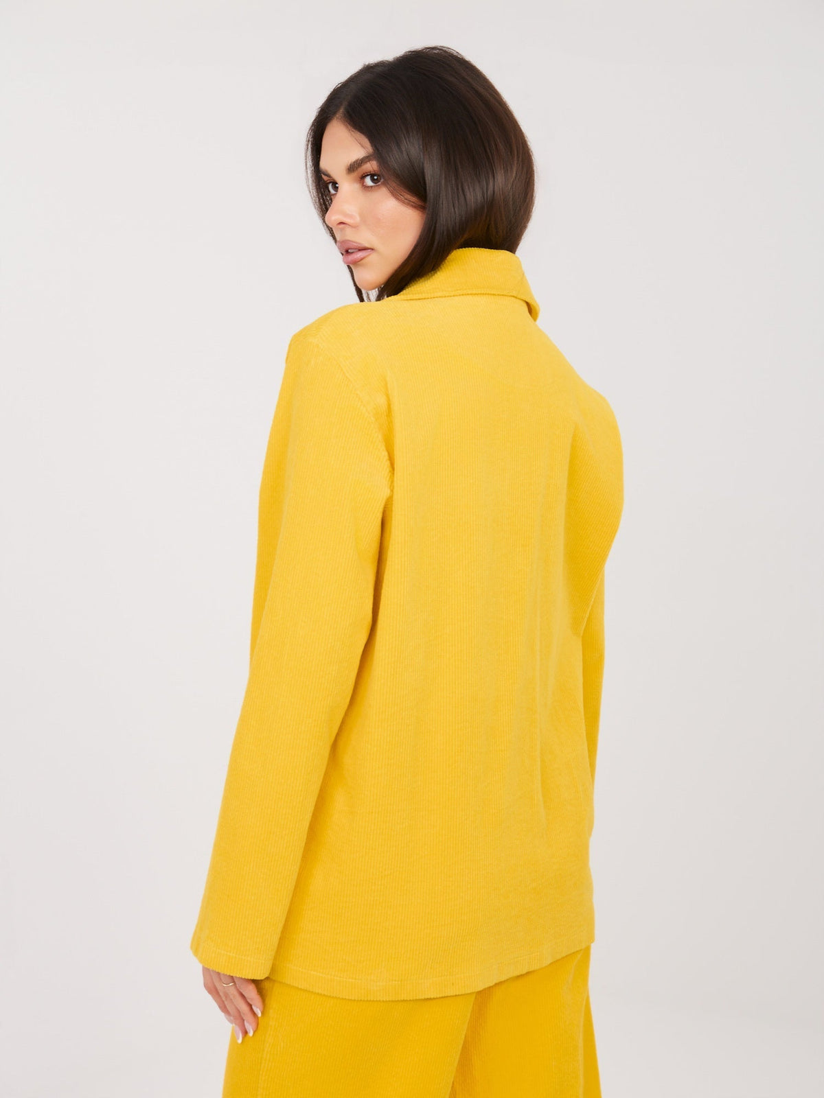 Blazer Casual in Velluto a Coste con Bottone Singolo