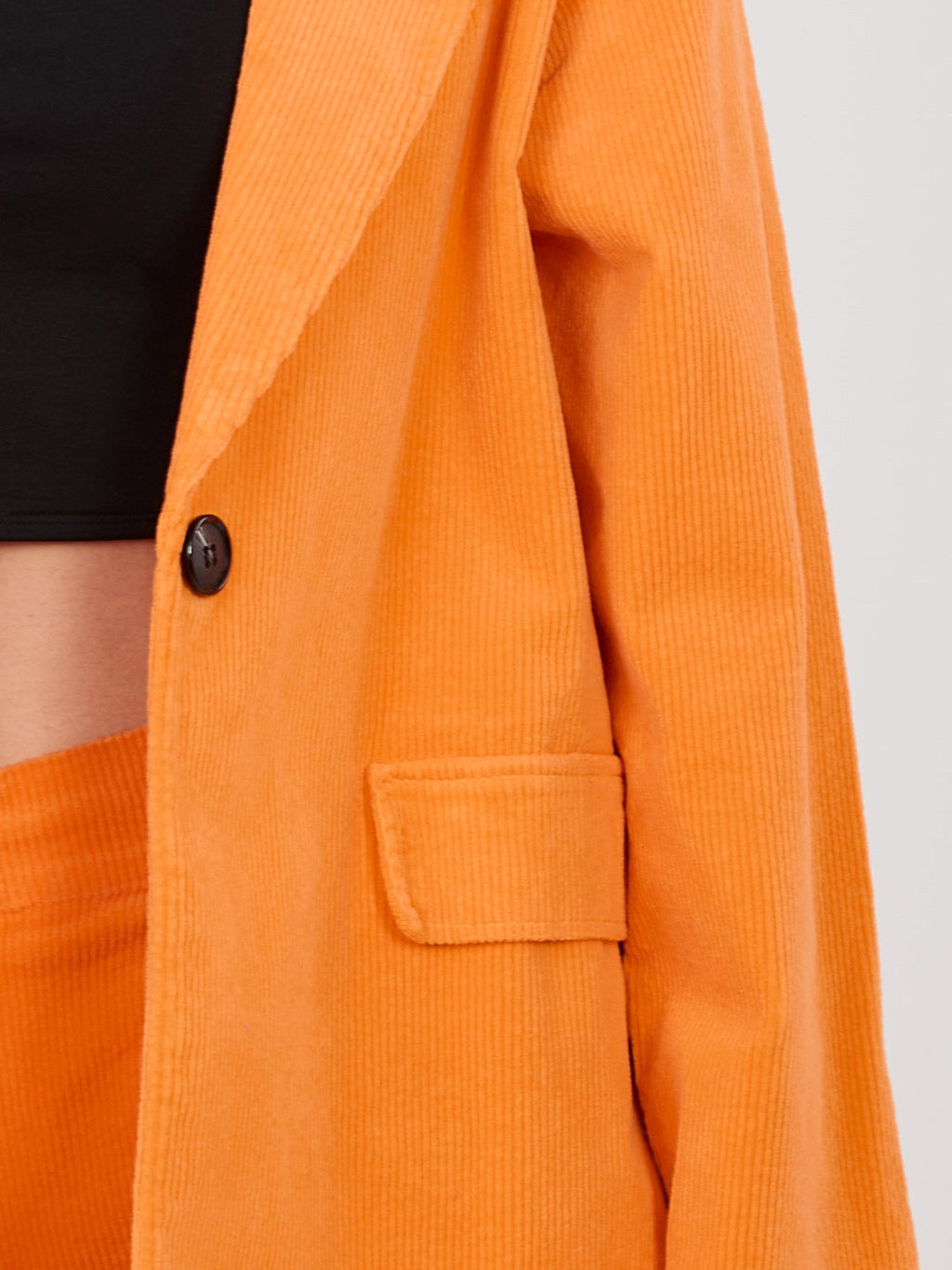 Blazer Casual in Velluto a Coste con Bottone Singolo