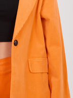 Blazer Casual in Velluto a Coste con Bottone Singolo