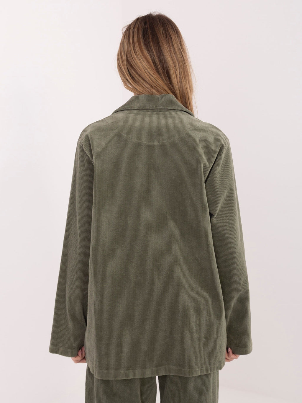 Blazer Casual in Velluto a Coste con Bottone Singolo