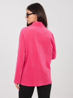 Blazer Casual in Velluto a Coste con Bottone Singolo