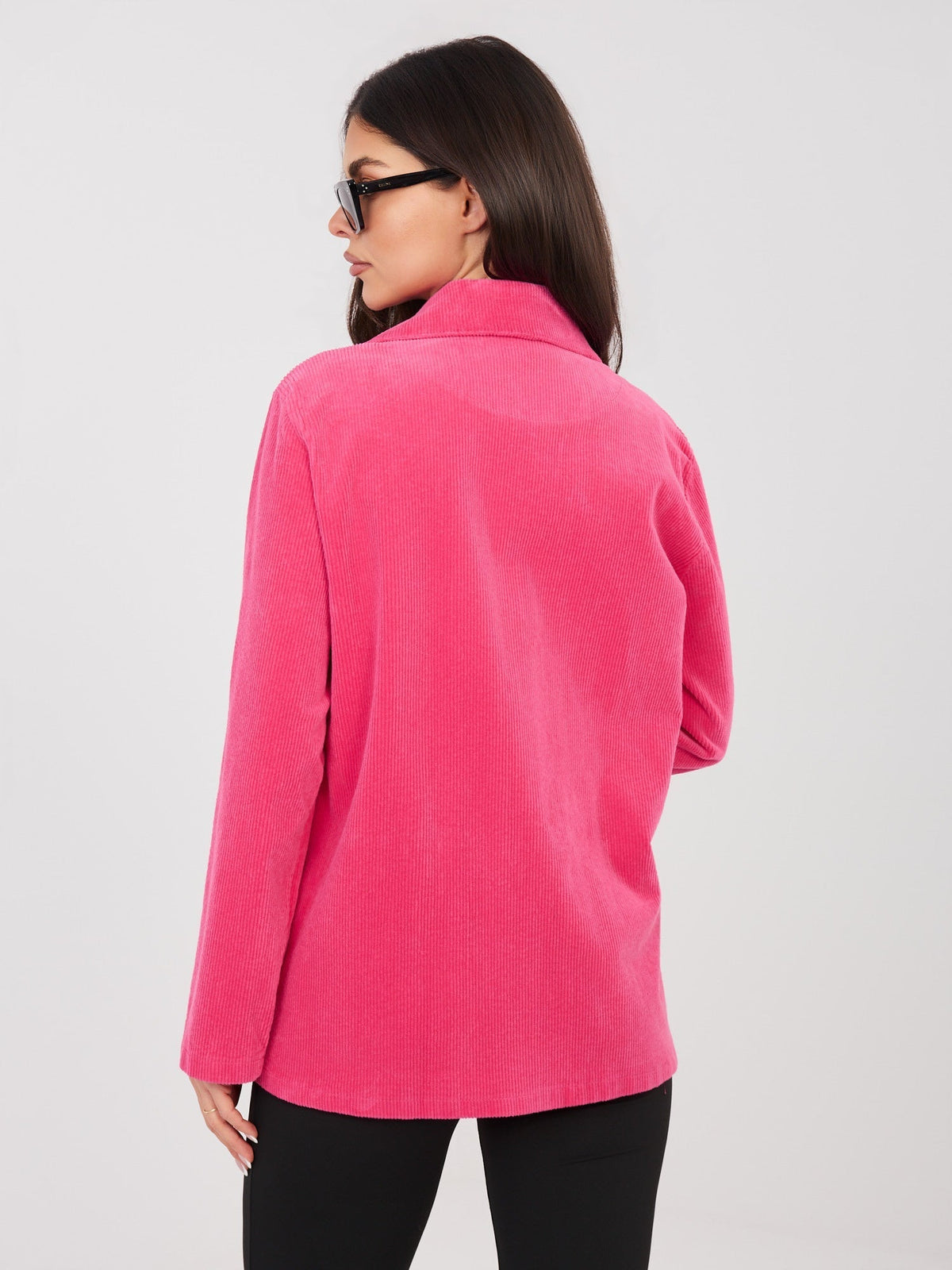 Blazer Casual in Velluto a Coste con Bottone Singolo