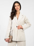 ONE SIZE / Beige Blazer Casual in Velluto a Coste