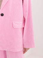 Blazer Casual in Velluto a Coste con Bottone Singolo