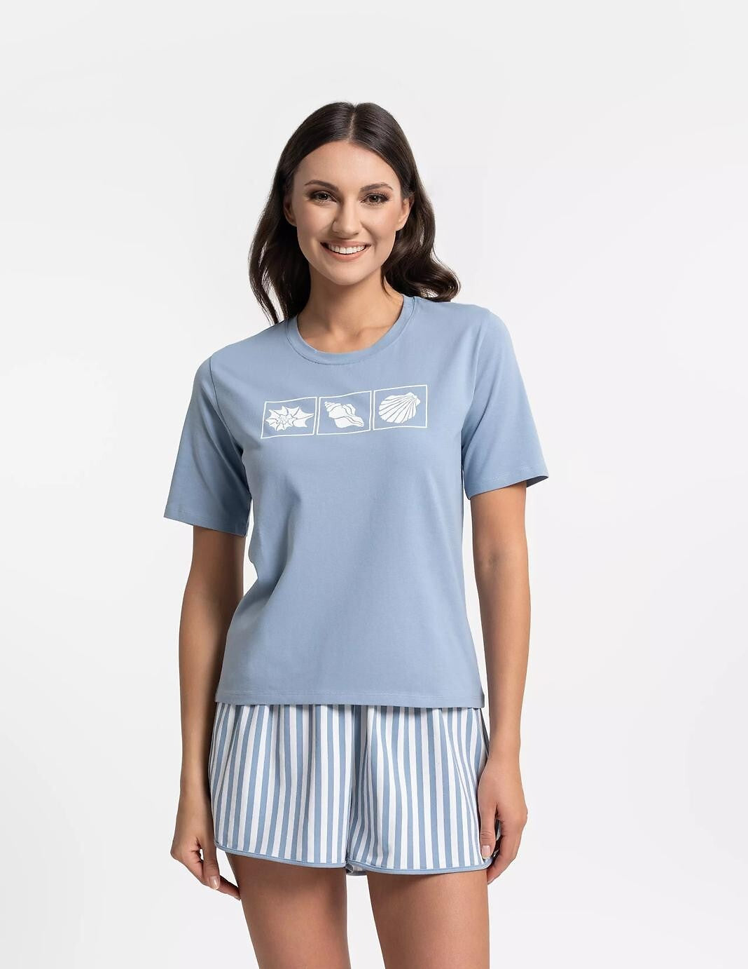 Azzurro / S Pigiama donna in cotone elasticizzato