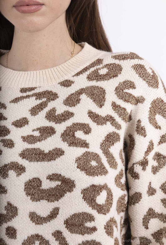 Maglia girocollo fantasia animalier