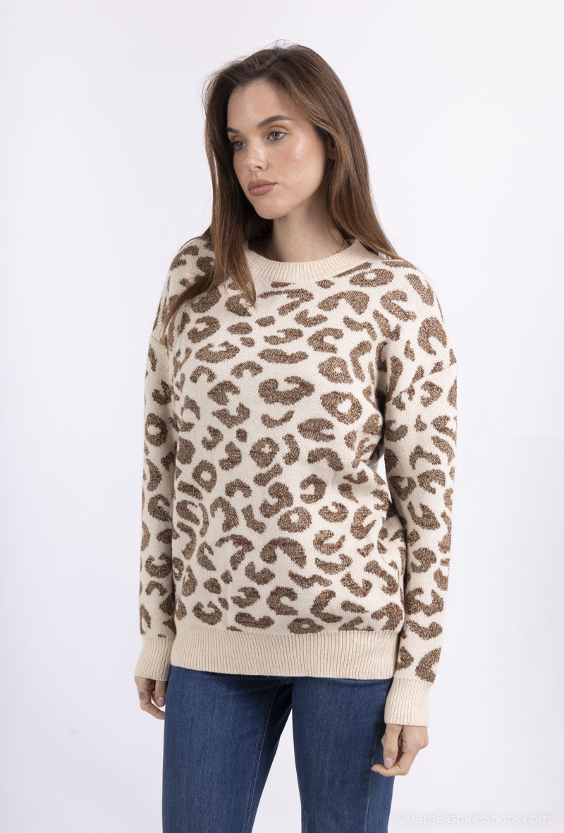 Maglia girocollo fantasia animalier