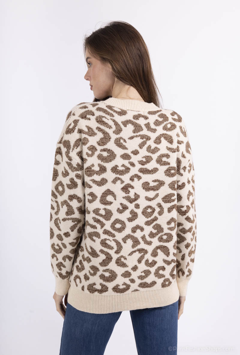 Maglia girocollo fantasia animalier