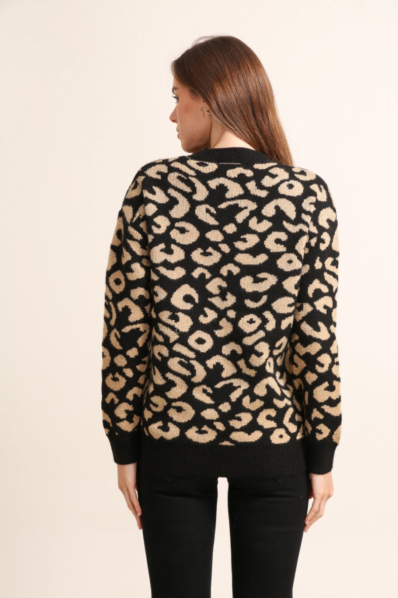 Maglia girocollo fantasia animalier