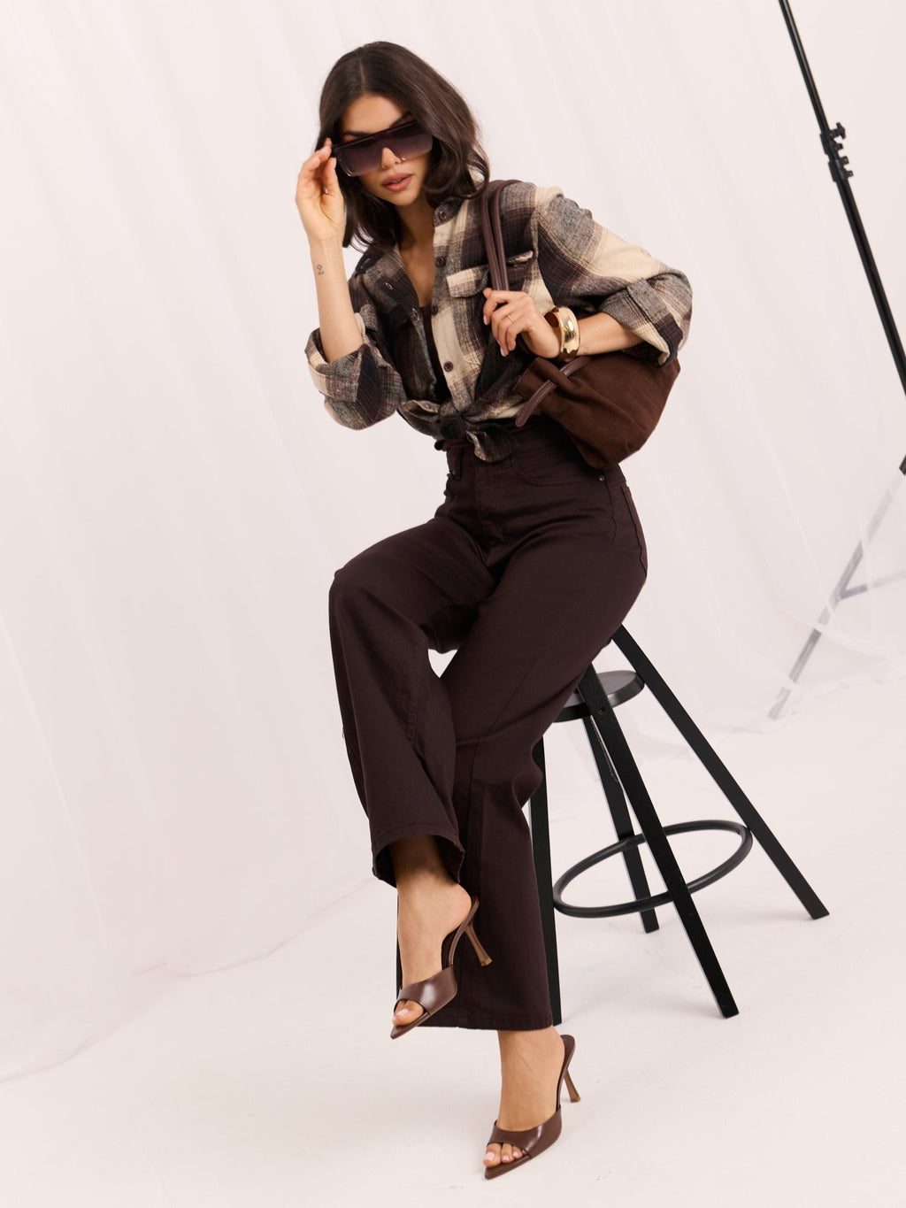 Sadie - Camicia Sovragiacca Casual a Quadri in Cotone