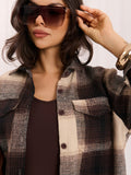 Marrone / S Sadie - Camicia Sovragiacca Casual a Quadri