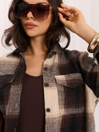 Marrone / S Sadie - Camicia Sovragiacca Casual a Quadri