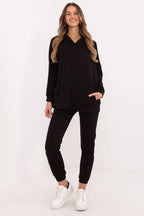 Nero / Taglia unica Set da donna composto felpa e pantaloni