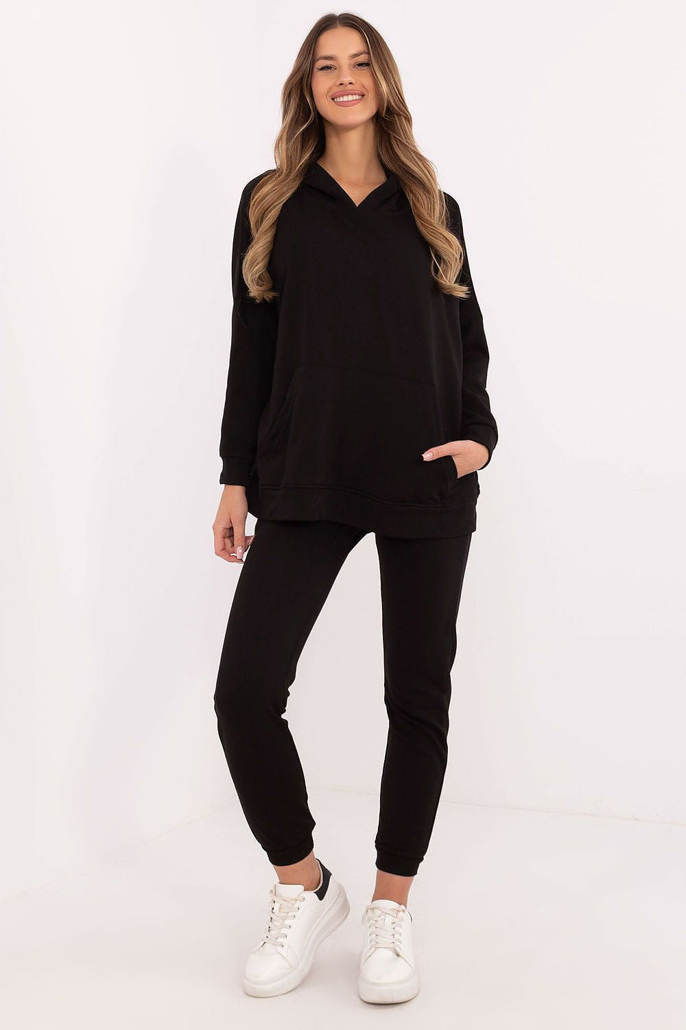 Nero / Taglia unica Set da donna composto felpa e pantaloni