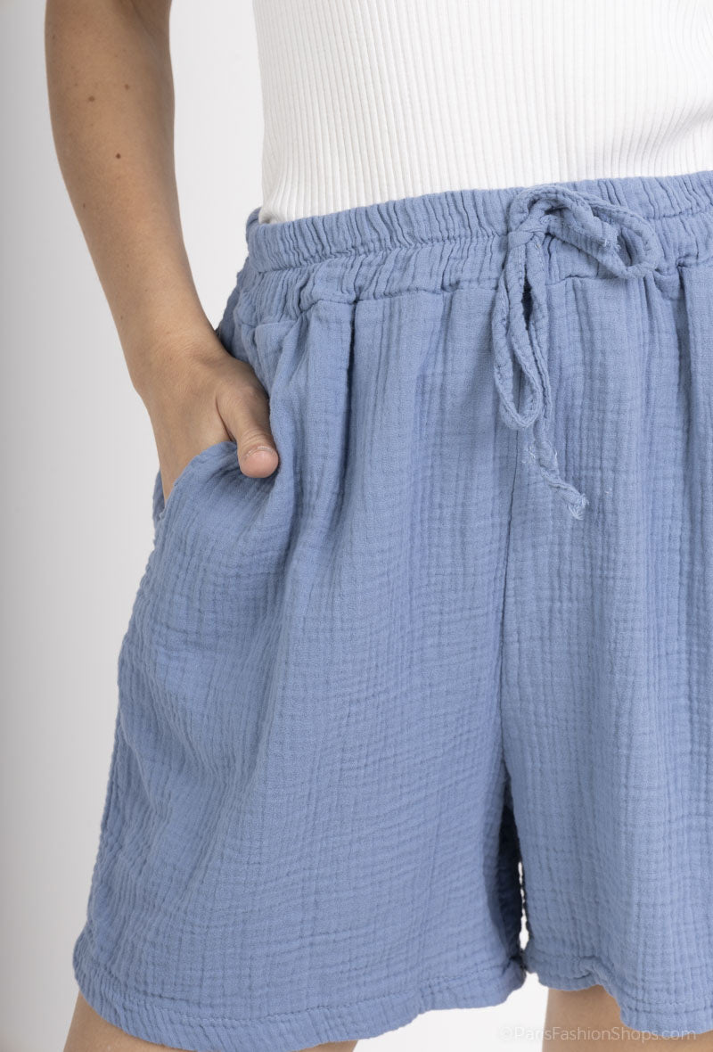 Pantaloncini in garza di cotone