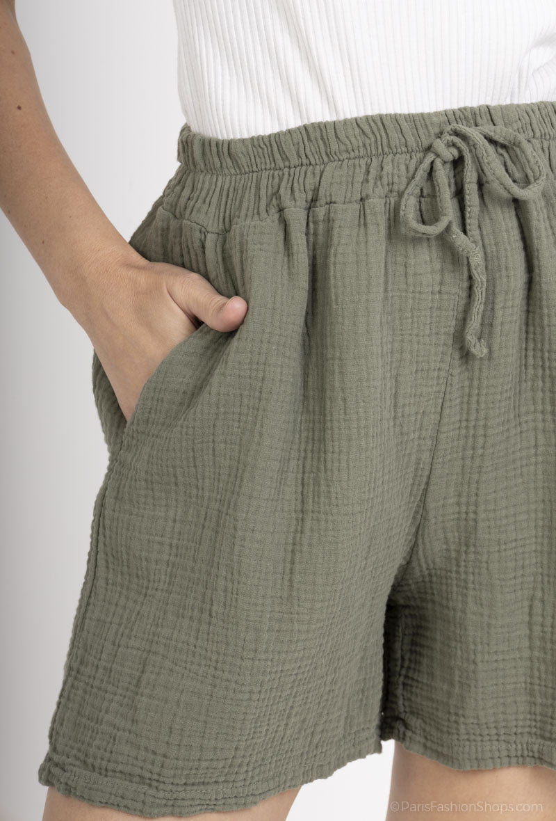 Pantaloncini in garza di cotone
