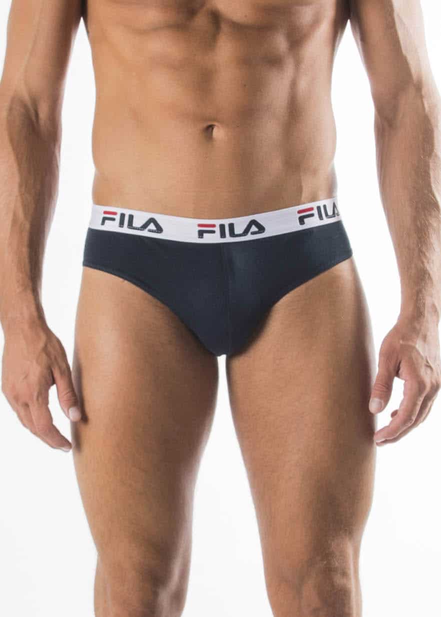 Slip uomo in cotone elasticizzato con elastico a vista con logo FILA
