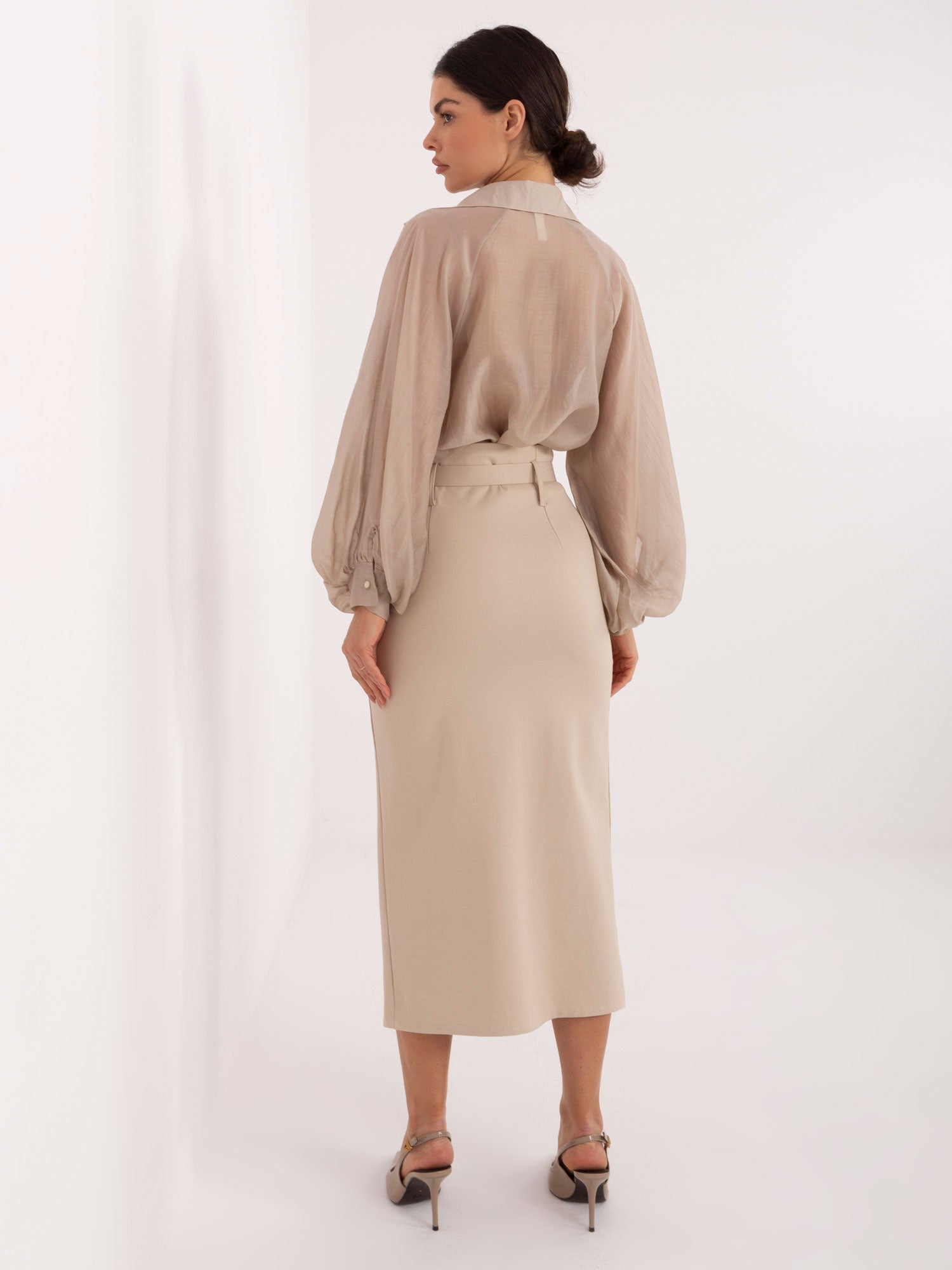 Gonna Midi con Spacco Frontale e Cintura (Roxanne)