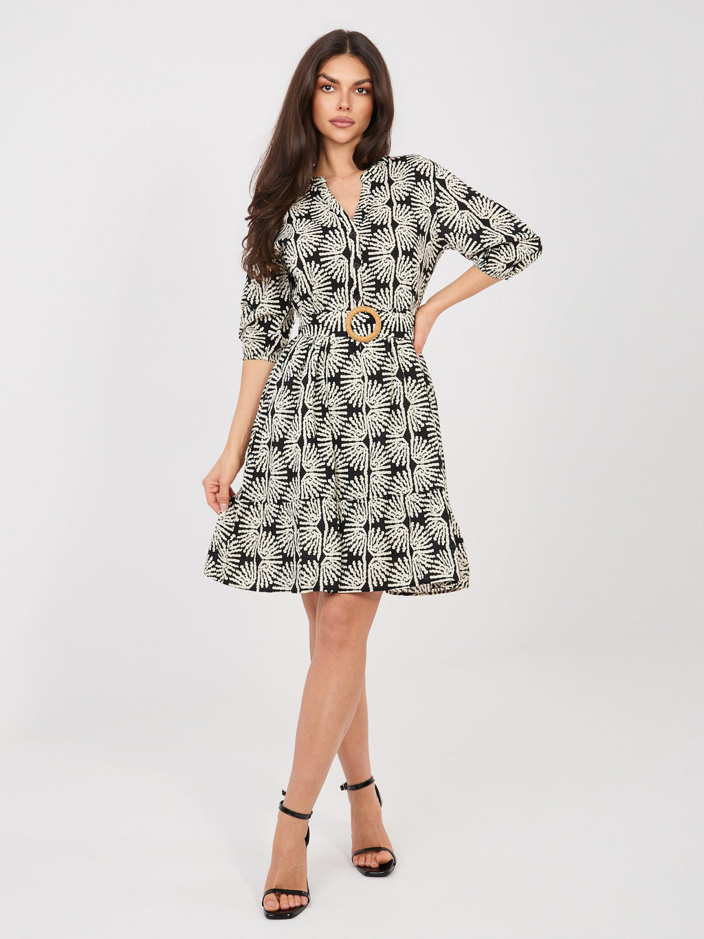 Abito in Viscosa a Fiori con Maniche Sbuffo e Volant (Flora)