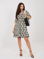 Abito in Viscosa a Fiori con Maniche Sbuffo e Volant (Flora)