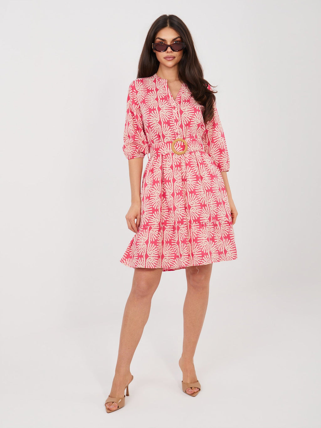 Abito in Viscosa a Fiori con Maniche Sbuffo e Volant (Flora)